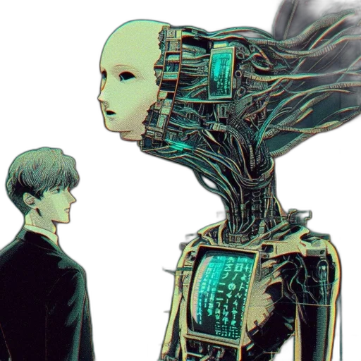 robot, creature, mask, cyberpunk transparent PNG cut-out
