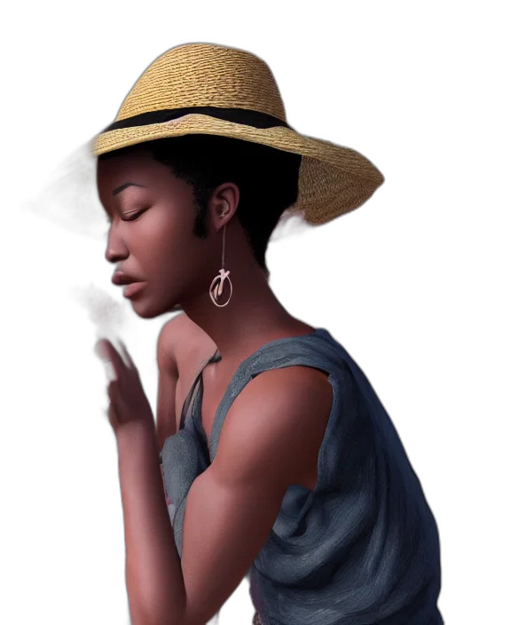 hat, dress, jewelry, face transparent PNG cut-out