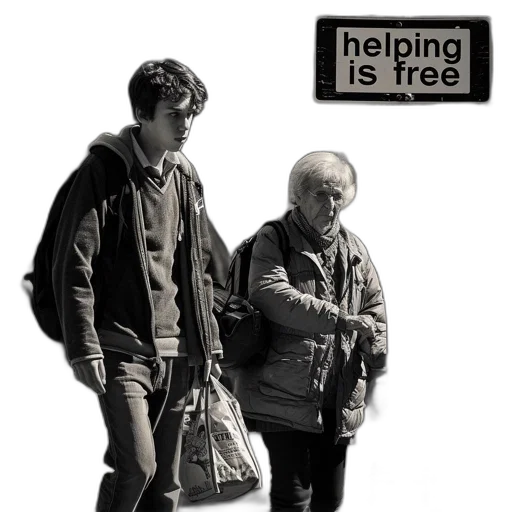 young, man, elderly, woman transparent PNG cut-out