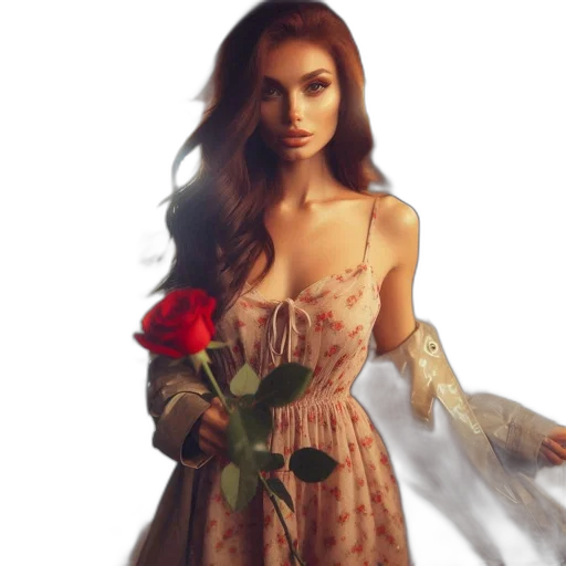 dress, jewelry, flower, photorealistic transparent PNG cut-out