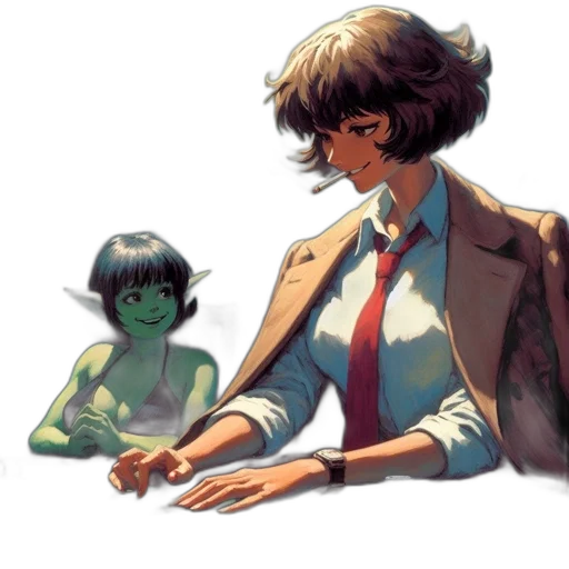 staff, jacket, creature, robot transparent PNG cut-out