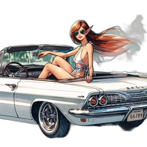 car, comic book art, concept art, cartoon transparent PNG cut-out