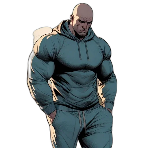 jacket, staff, weapon, comic book art transparent PNG cut-out