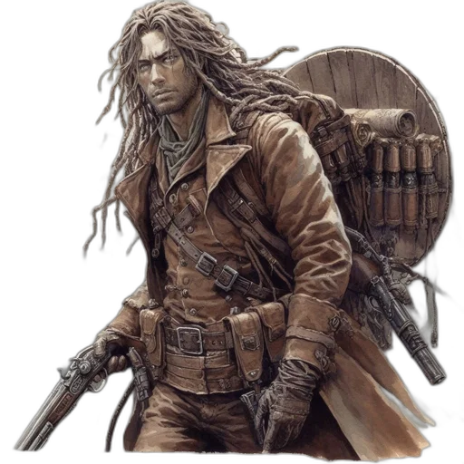 jacket, weapon, concept art, fantasy art transparent PNG cut-out