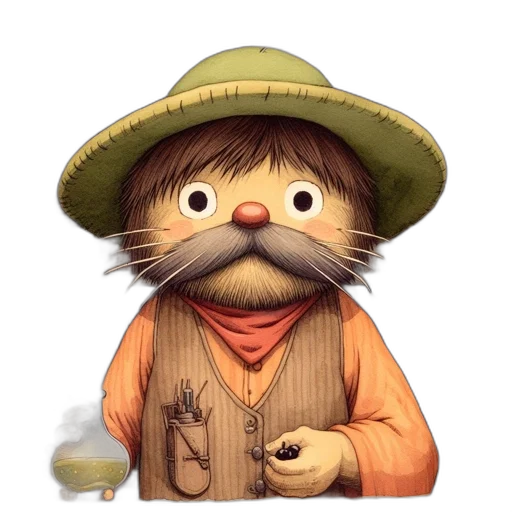 staff, hat, animal, concept art transparent PNG cut-out