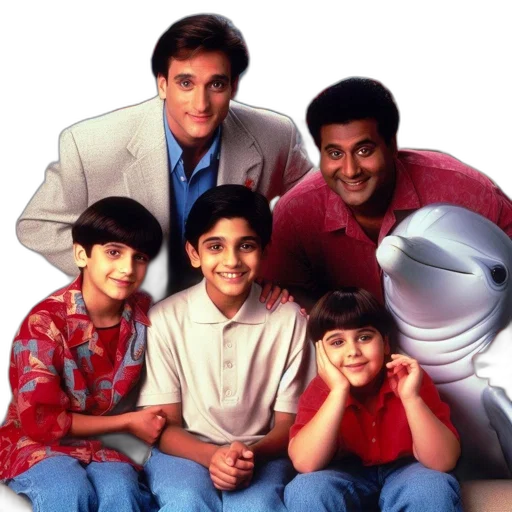 five, adults, child, gather transparent PNG cut-out