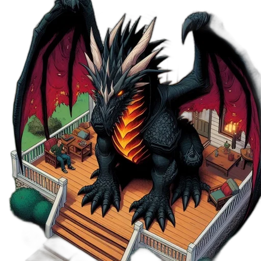 dragon, staff, fantasy art, concept art transparent PNG cut-out