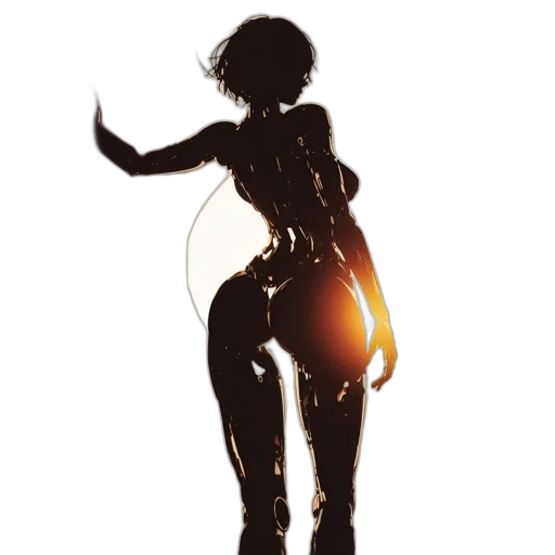 robot, staff, concept art, 3d render transparent PNG cut-out
