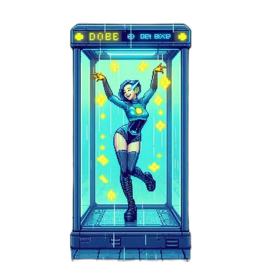 robot, cyberpunk, pixel art, concept art transparent PNG cut-out