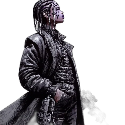 jacket, concept art, cyberpunk, comic book art transparent PNG cut-out