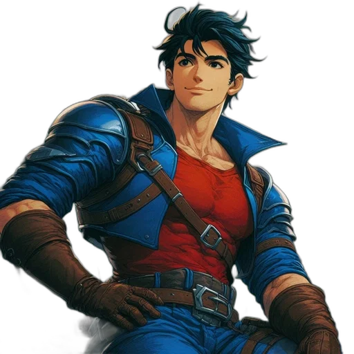 jacket, sword, staff, face transparent PNG cut-out