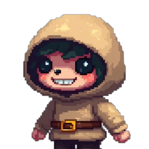 jacket, staff, creature, pixel art transparent PNG cut-out