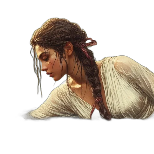 hair, dragon, staff, face transparent PNG cut-out