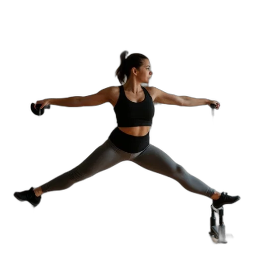 woman, doing, splits, stair transparent PNG cut-out