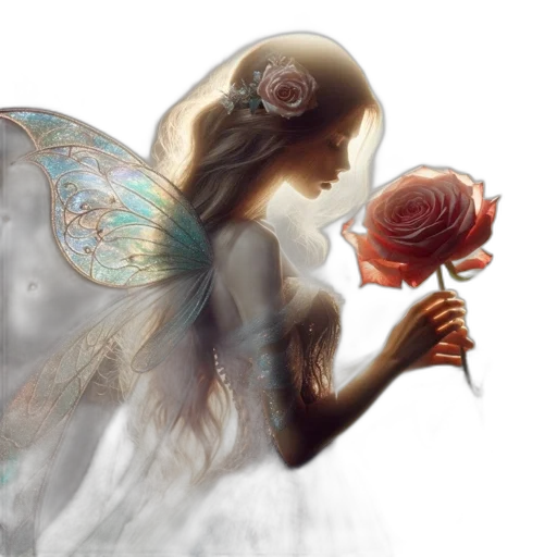 flower, creature, dress, fantasy art transparent PNG cut-out