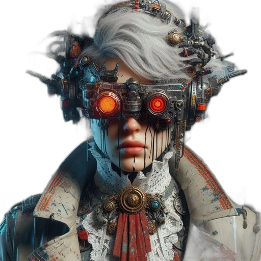robot, face, mask, cyberpunk transparent PNG cut-out