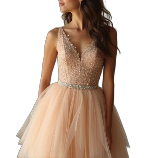 dress, pastel, short, champagne transparent PNG cut-out