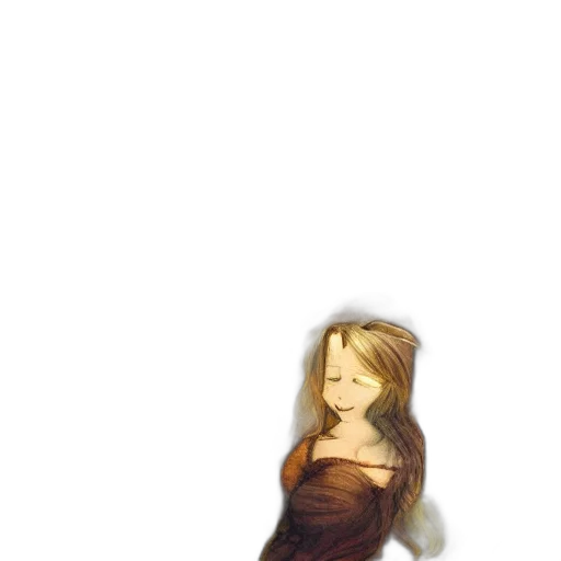 dress, hair, creature, staff transparent PNG cut-out