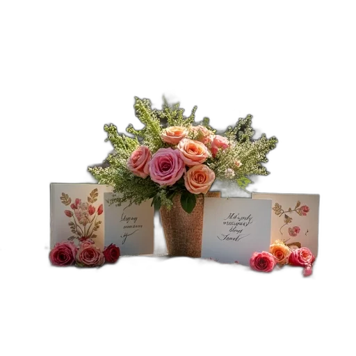 flowers, cards, placed, outside transparent PNG cut-out