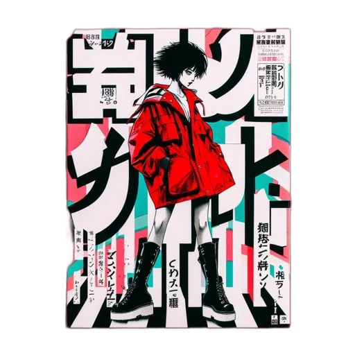 jacket, dress, vaporwave, cyberpunk transparent PNG cut-out