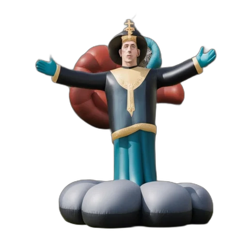crown, robot, staff, 3d render transparent PNG cut-out