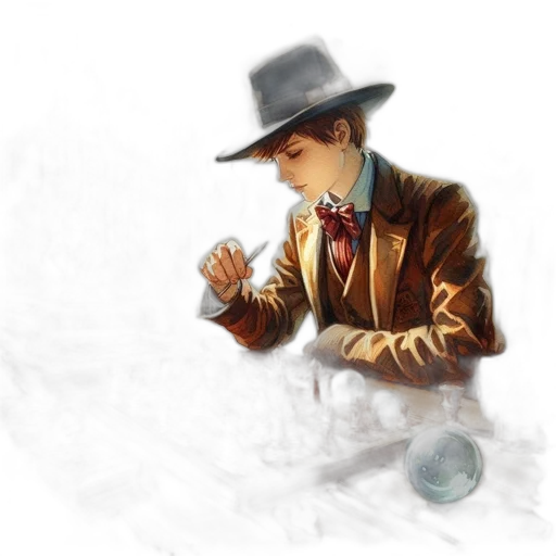 hat, jacket, staff, robot transparent PNG cut-out