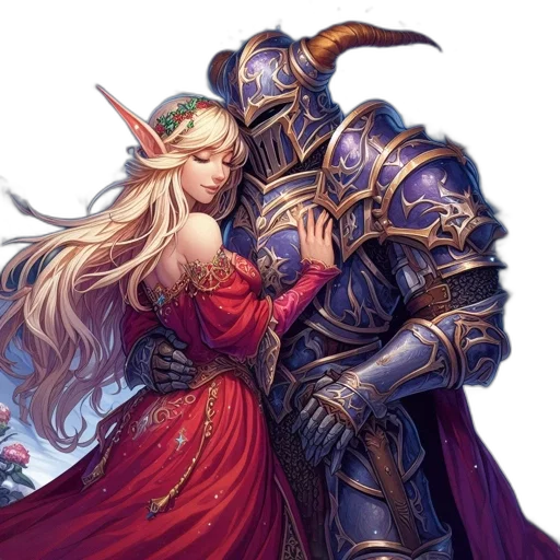 dragon, sword, dress, fantasy art transparent PNG cut-out