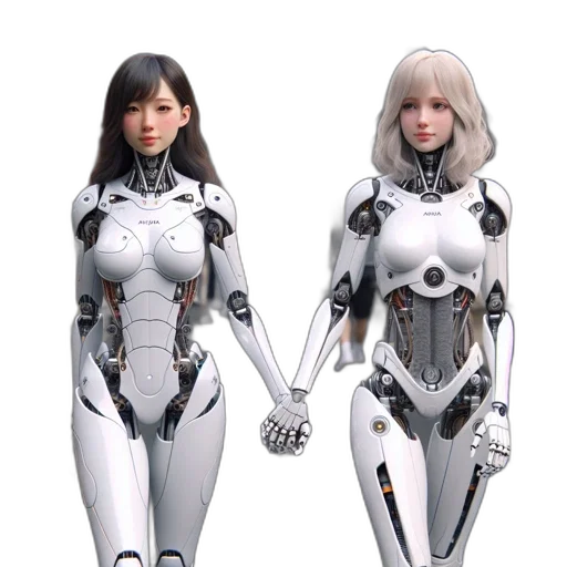 robot, 3d render, concept art, cyberpunk transparent PNG cut-out