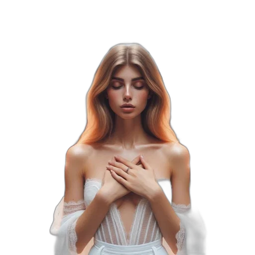 dress, hair, jewelry, face transparent PNG cut-out