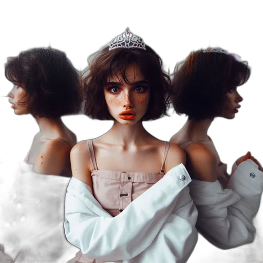 crown, dress, face, jewelry transparent PNG cut-out