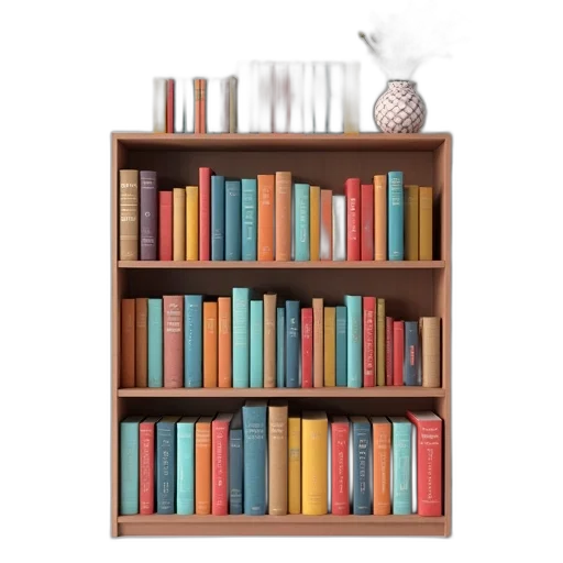 furniture, 3d render, colorful, bookshelf transparent PNG cut-out