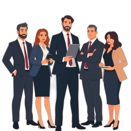 staff, cartoon, concept art, group transparent PNG cut-out