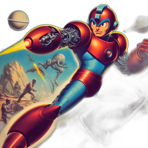 robot, comic book art, concept art, 3d render transparent PNG cut-out