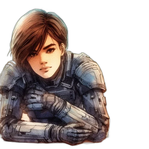 robot, jacket, weapon, face transparent PNG cut-out