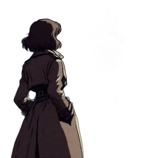 dress, jacket, hat, staff transparent PNG cut-out