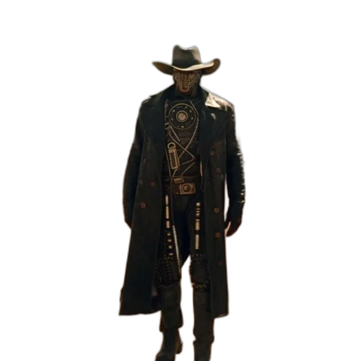 jacket, hat, staff, weapon transparent PNG cut-out