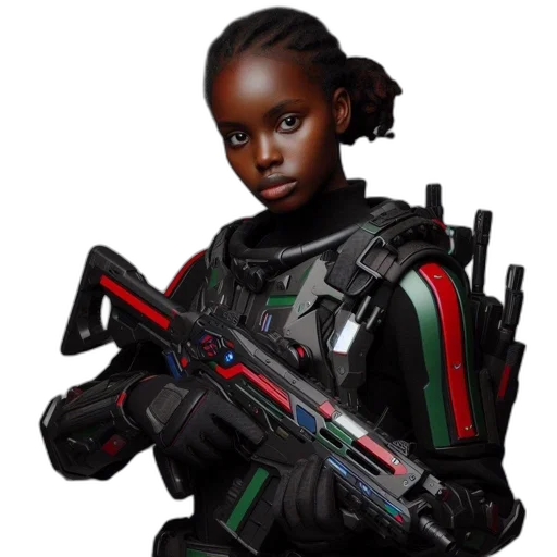 weapon, robot, jacket, face transparent PNG cut-out