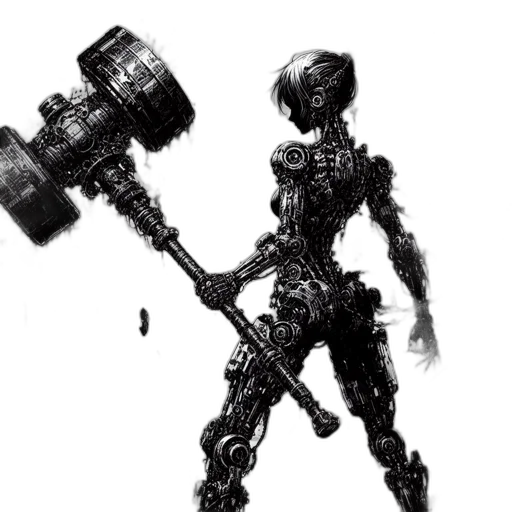 robot, weapon, staff, creature transparent PNG cut-out