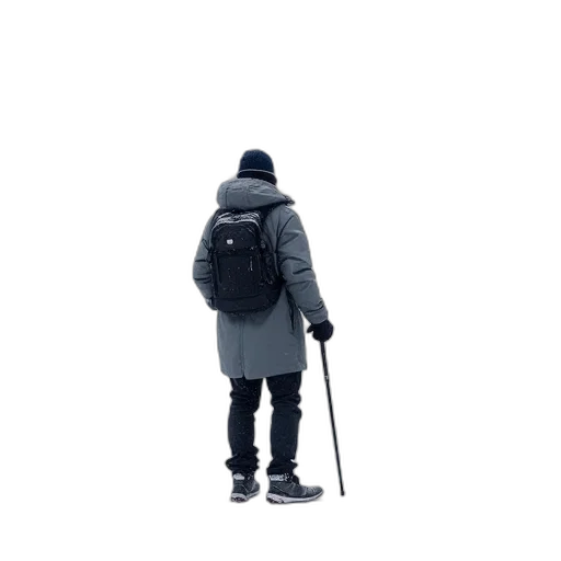 jacket, staff, umbrella, hat transparent PNG cut-out