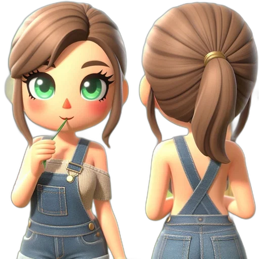 dress, face, jewelry, 3d render transparent PNG cut-out