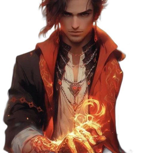 jacket, staff, dragon, fantasy art transparent PNG cut-out