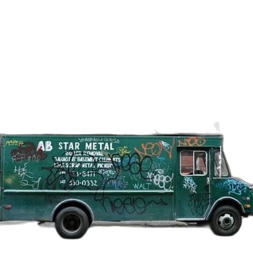 green, truck, graffiti, parked transparent PNG cut-out