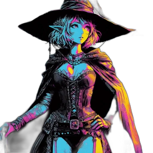 hat, dress, weapon, staff transparent PNG cut-out