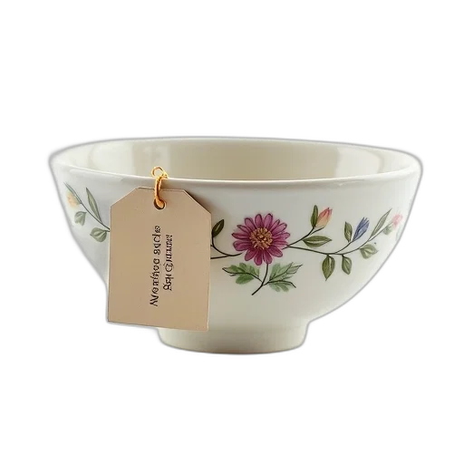 ceramic, bowl, floral, pattern transparent PNG cut-out