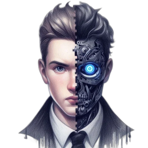 robot, face, mask, cyberpunk transparent PNG cut-out