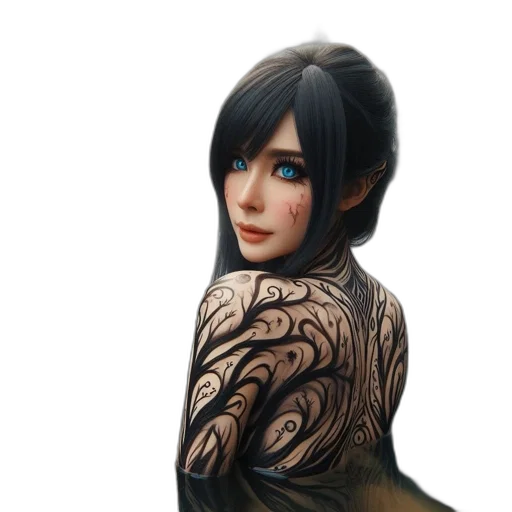 dress, face, jewelry, staff transparent PNG cut-out