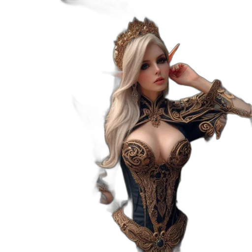 dress, staff, jewelry, dragon transparent PNG cut-out