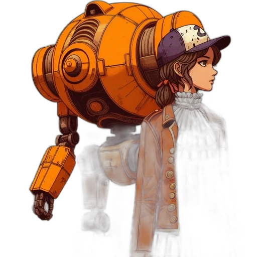 robot, hat, staff, concept art transparent PNG cut-out