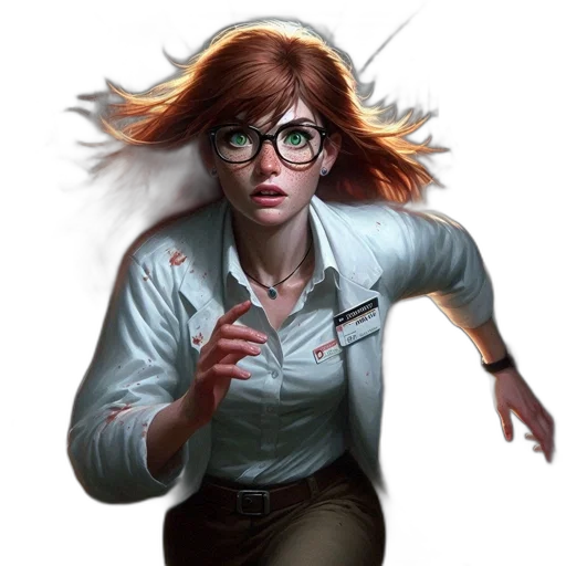 staff, jacket, face, hair transparent PNG cut-out