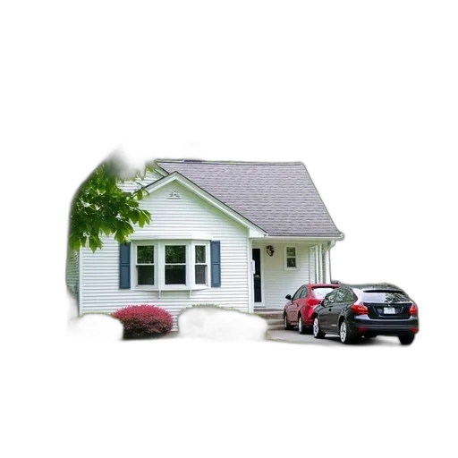 car, building, 3d render, photorealistic transparent PNG cut-out